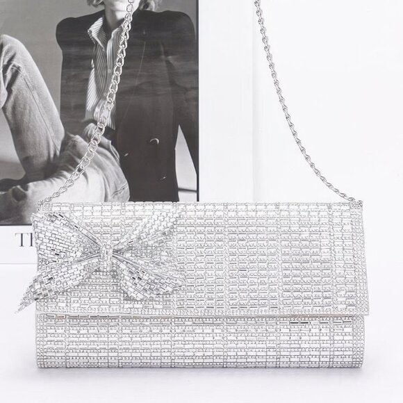 Rhinestone Party Clutch W/ Rhinestone Bow - Picture 1 of 4